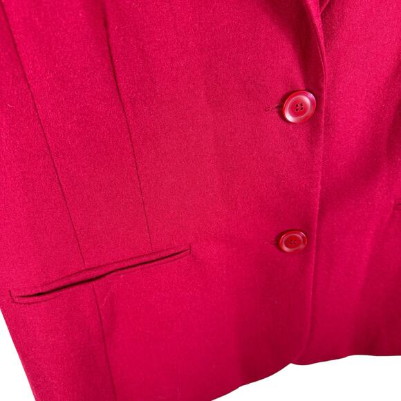 Chadwicks Red Collared Single Breasted Button Up Lined Wool Pea Coat Size M - Picture 3 of 5